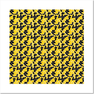 Elephant Print Skin Pattern Yellow Black Posters and Art